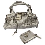 A Chloe Paddington silver leather handbag