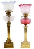 Two Victorian brass oil lamps