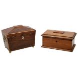 A Regency rosewood caddy and jewellery