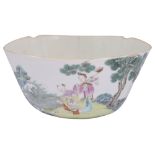 A 19th century Chinese famille rose lobed square bowl