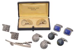 A pair of 9ct gold cufflinks and other cufflinks