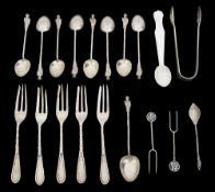 A set of eight Chinese export silver coffee spoons and other silver