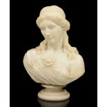 A 19th century marble bust of a classical maiden