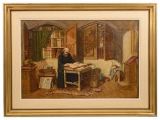Henri Grisset 'St Jerome in his study' oil on canvas