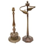An early 20th century bronze table lamp and a brass table lamp