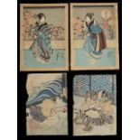 Utagawa Kunisada (Toyokuni III) - Four wood block prints