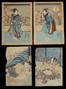 Utagawa Kunisada (Toyokuni III) - Four wood block prints