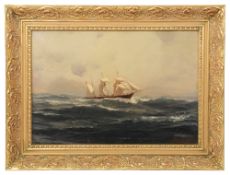Thomas Jacques Somerscales, Three masted vessel on open seas, oil on canvas