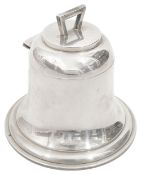 A George V novelty silver inkwell in the form a bell