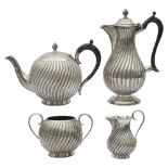 A Victorian silver four piece tea service