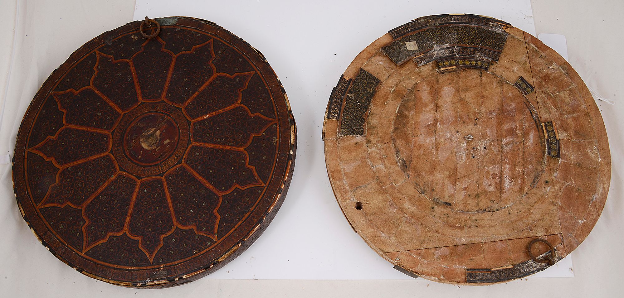 Two 19th century Persian painted lacquer roundels - Image 2 of 2