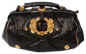A Dolce and Gabbana Artisan Golden Cherub black leather bag