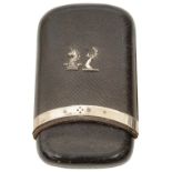 Asprey & Co. A Victorian silver mounted stitched black leather cigar wallet