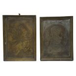 Two Indian chased brass wall hanging panels