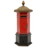 A Victorian novelty painted iron octagonal post-box money box