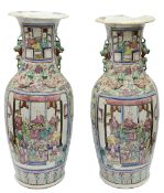 A pair of late 19th century Chinese famille rose vases
