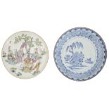 An early 19th century Chinese famille rose dish and another