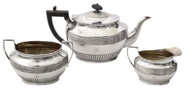 A late Victorian Scottish three piece silver tea service