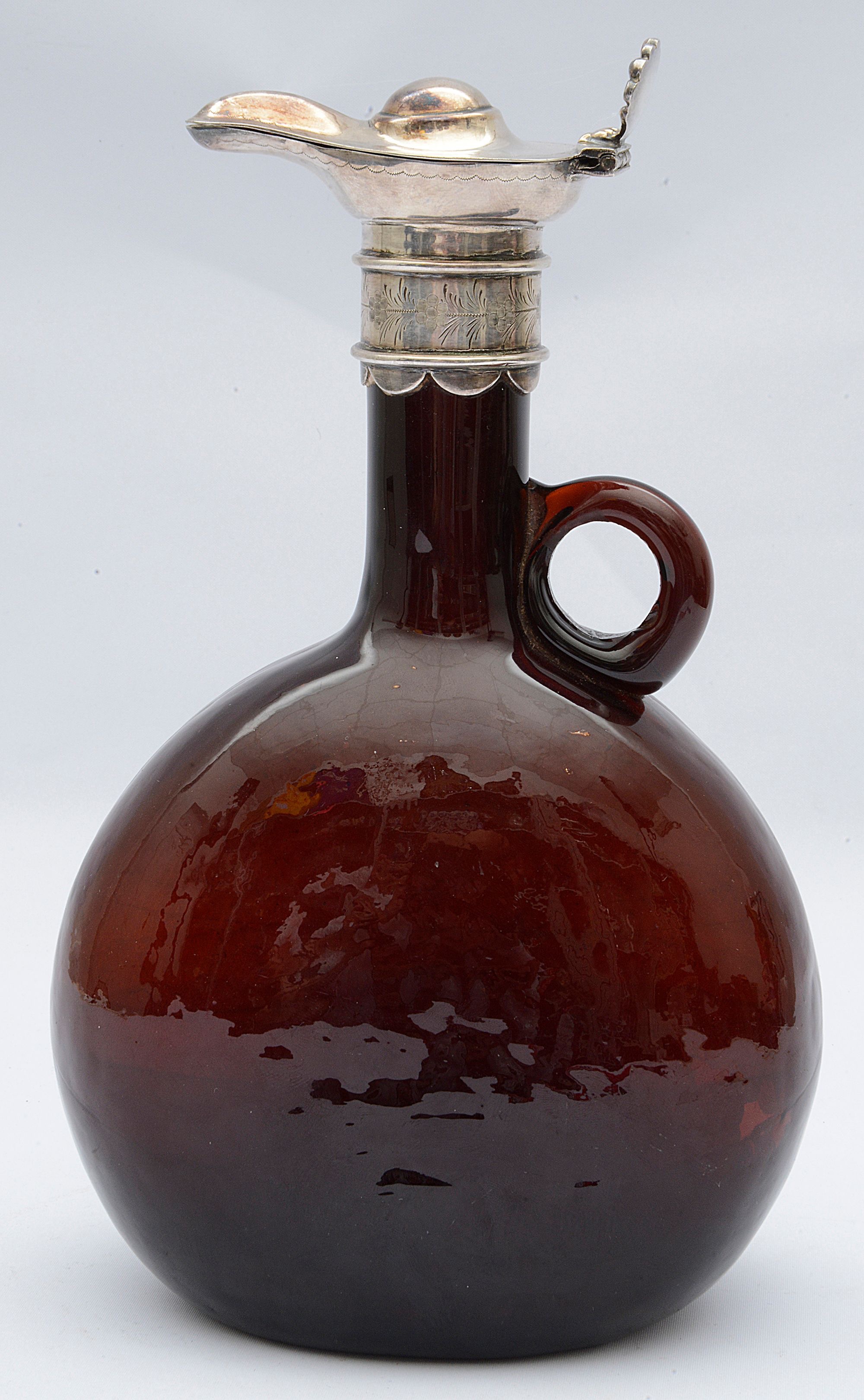A 19th century continental white metal mounted ruby glass wine flask - Image 2 of 2