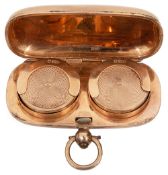 A 9ct rose gold double sovereign case