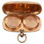 A 9ct rose gold double sovereign case