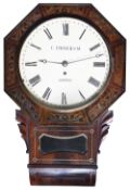 A late Regency mahogany drop dial wall clock signed C Frodsham