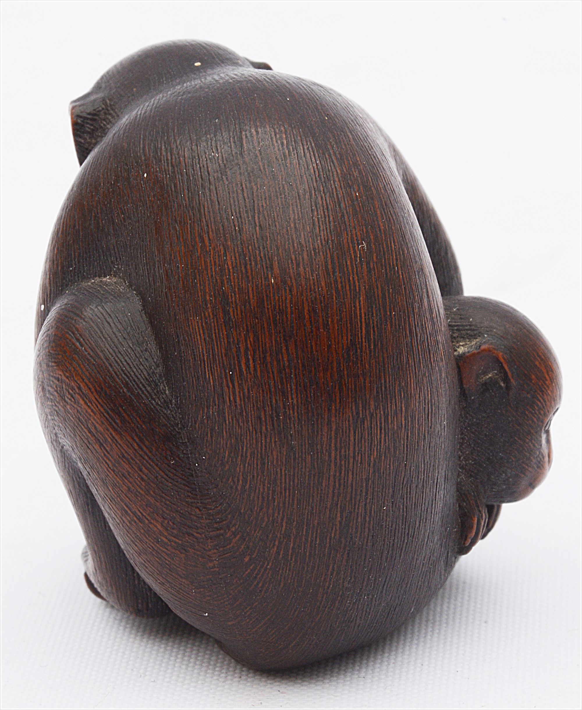 A Japanese Meiji carved wood netsuke of a monkey and young signed - Image 2 of 19