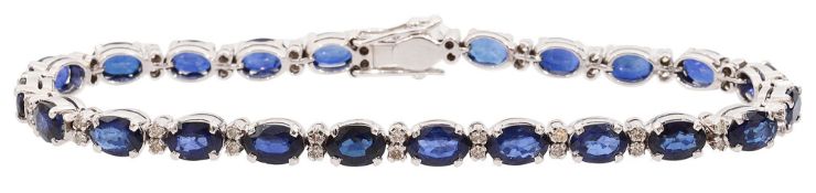 A sapphire and diamond-set line bracelet