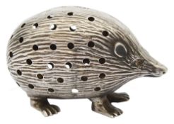 An Edwardian novelty silver hedgehog pin cushion