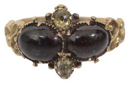 A 19th Century cabochon garnet and gem set ring