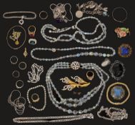 A small collection of gold, silver and costume jewellery