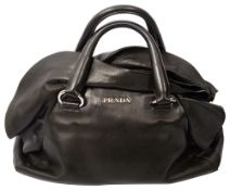 A Prada black Nappa leather ruffle handbag