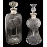 Two silver mounted Edwardian decanters