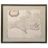 A collection of nine antique county, town and country maps