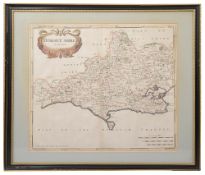 A collection of nine antique county, town and country maps