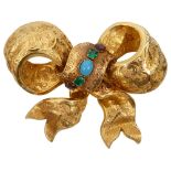 A large Victorian gem set ribbon bow brooch