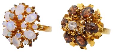 Two gem-set tiered cluster rings