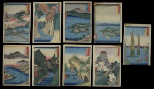 Utagawa Hiroshige -Nine wood block prints from the Sixty Odd Provinces series