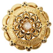 A mid Victorian yellow gold and black enamel brooch