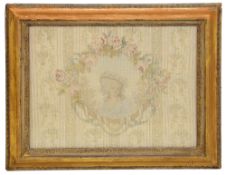 A late 18 century needlework picture of a lady