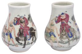 A pair of early 20th century Chinese famille rose vases