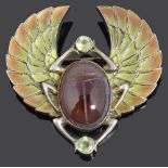 An early 20th century Continental Egyptian revival scarab brooch