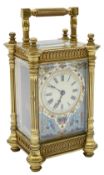 A late 19th century French gilt brass & champleve carriage clock