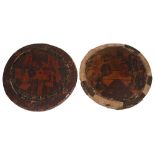 Two 19th century Persian painted lacquer roundels