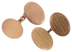 A pair of 9ct oval cufflinks