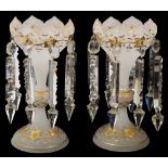 A pair of Victorian glass lustres