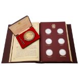 A set of Churchill Centenary Trust silver medals by John Pinches Ltd,