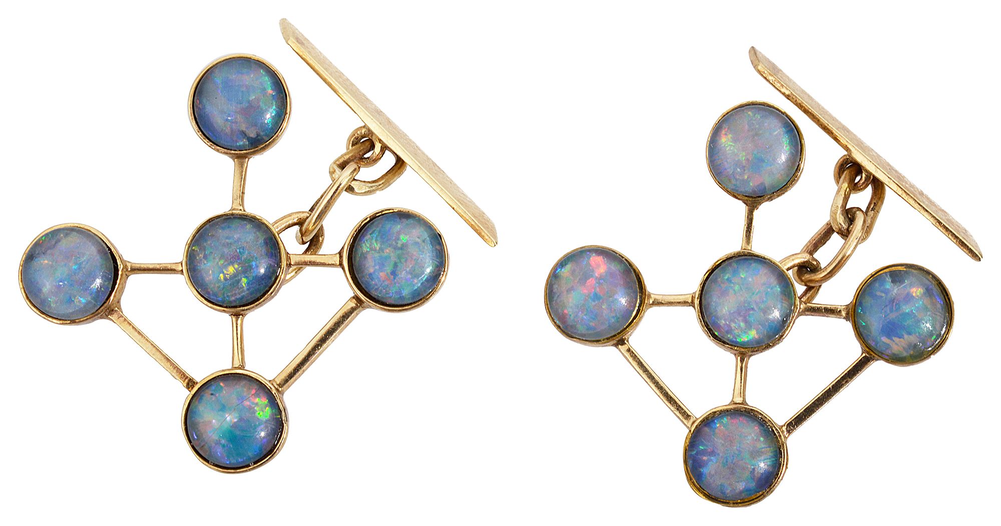 A pair of 9ct gold opal set cufflinks