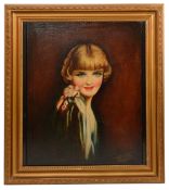 An Art Deco portrait of a lady, oil on canvas