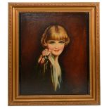 An Art Deco portrait of a lady, oil on canvas